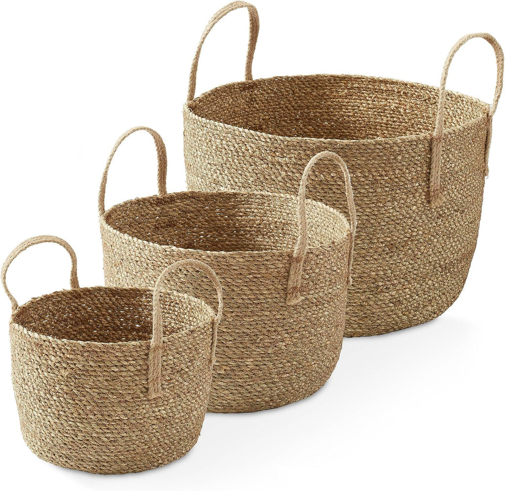 3 Pack Seagrass Woven Storage Basket Set