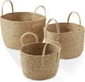 3 Pack Seagrass Woven Storage Basket Set