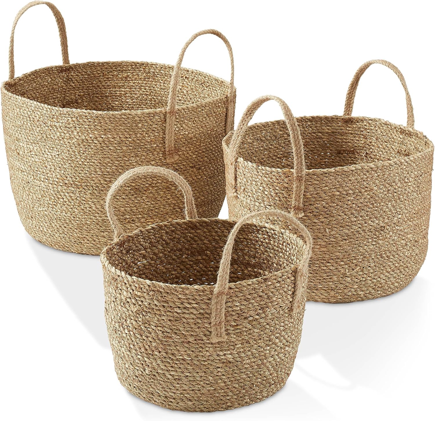 3 Pack Seagrass Woven Storage Basket Set