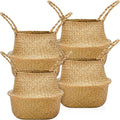 Round Folding Seagrass Plant Baskets 4 Pack