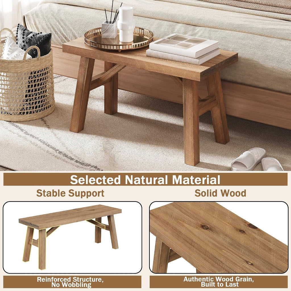 Handmade Natural Farmhouse Wood Bench