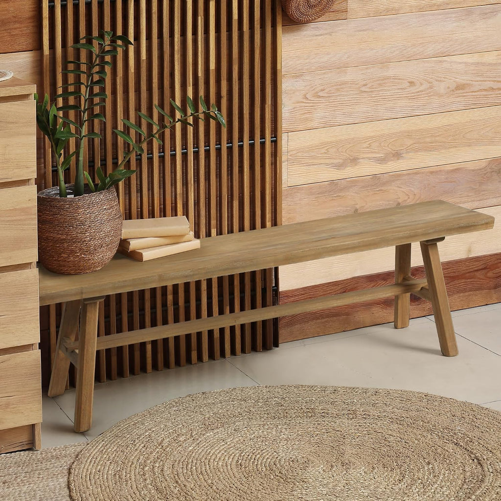 Solid Wood Rustic Farmhouse Bench